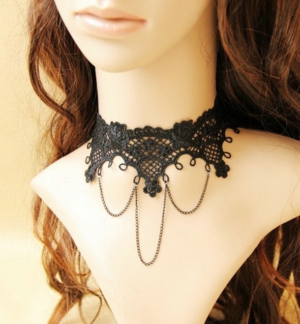 Black Lace Alloy Chain Lolita Necklace