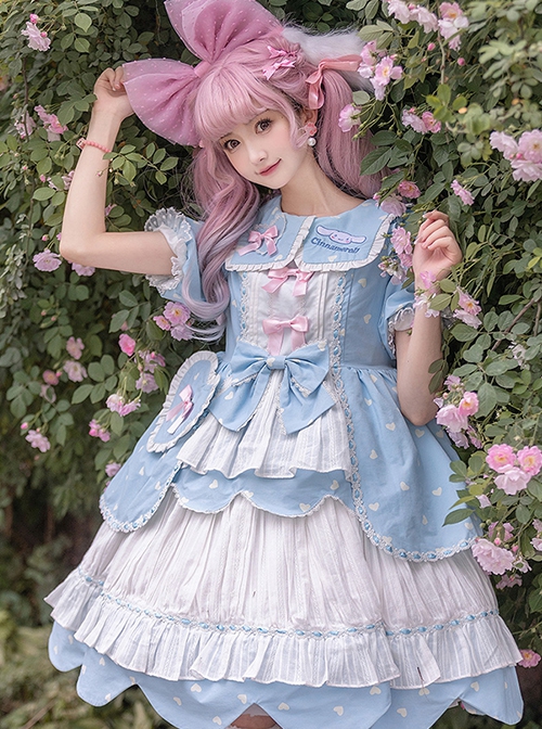 Sweetheart On The Run OP Doll Collar Wavy Hem Classic Lolita Blue Cute ...