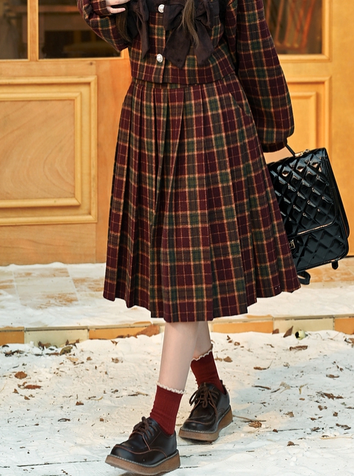 Christmas plaid long on sale skirt