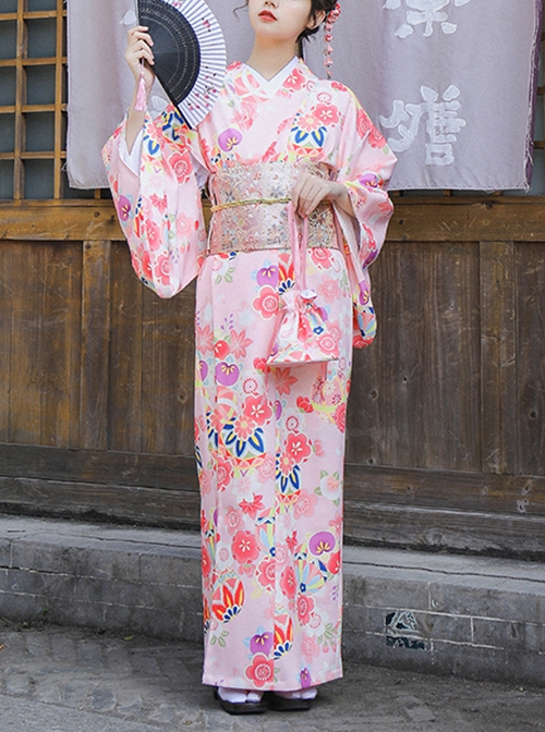 Japanese Season Sakura Pink Style Cherry Wear Kawaii Fashion Kimono Blossom Yukata Improved Formal Cute