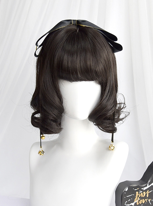 Black wig,short wavy wig,Curly hair,bob wig,wig with bangs,cosplay hot wig,fashion wig,dress up hair,Lolita wigs