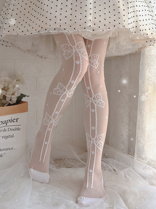 White 2024 patterned stockings