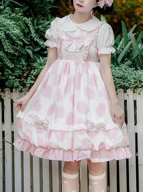 Ranch Story Series JSK Cute Cat Paw Printing Sweet Lolita