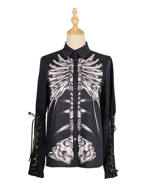 TooLoud Gothic-Inspired Adult Night Shirt Dress with Pirate Skull Design