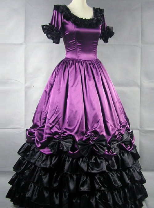 Palace Style Black Ruffles Lolita Prom Dress (Extra Large)