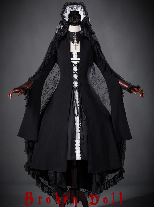 Black Mother Abbess Gothic Lolita Nuns Robe