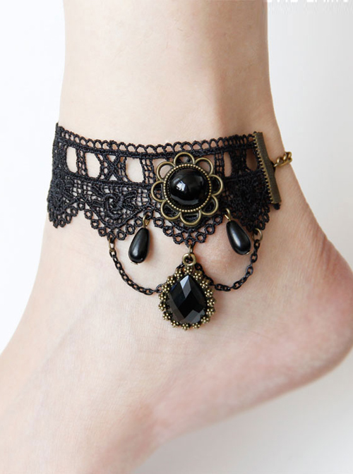 Black lace store anklet