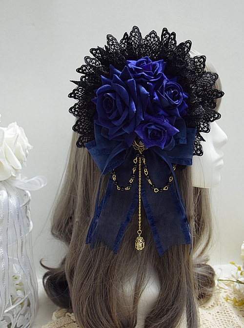 Star & Moon ~ Sweet Navy Blue Lolita Headband Cute Accessories Lace Bracelet