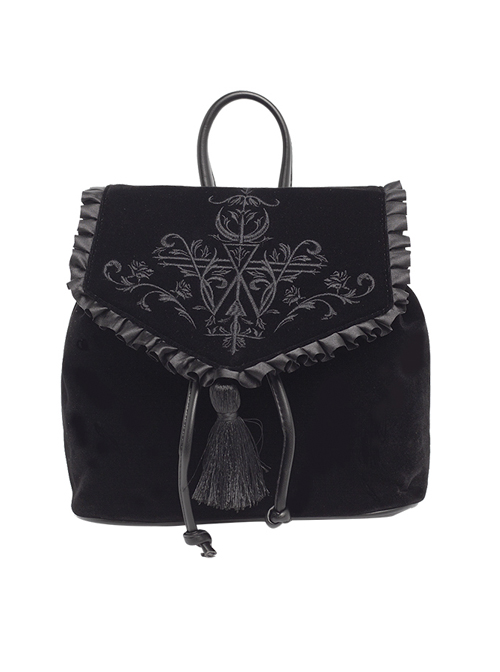 Lolitashow Casual Lolita Backpack Cute Cat Black Canvas Bag