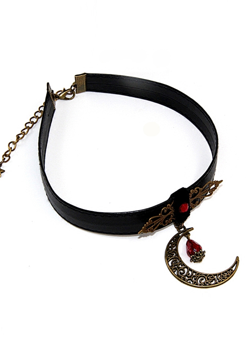 PU Leather Choker in Black and Red Colors / Punk Accessories