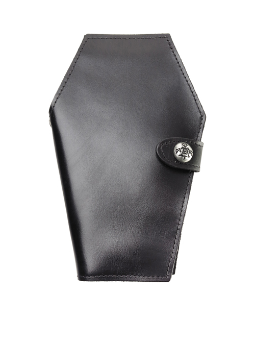 Coffin Black Leather Mens Wallet Biker Style 